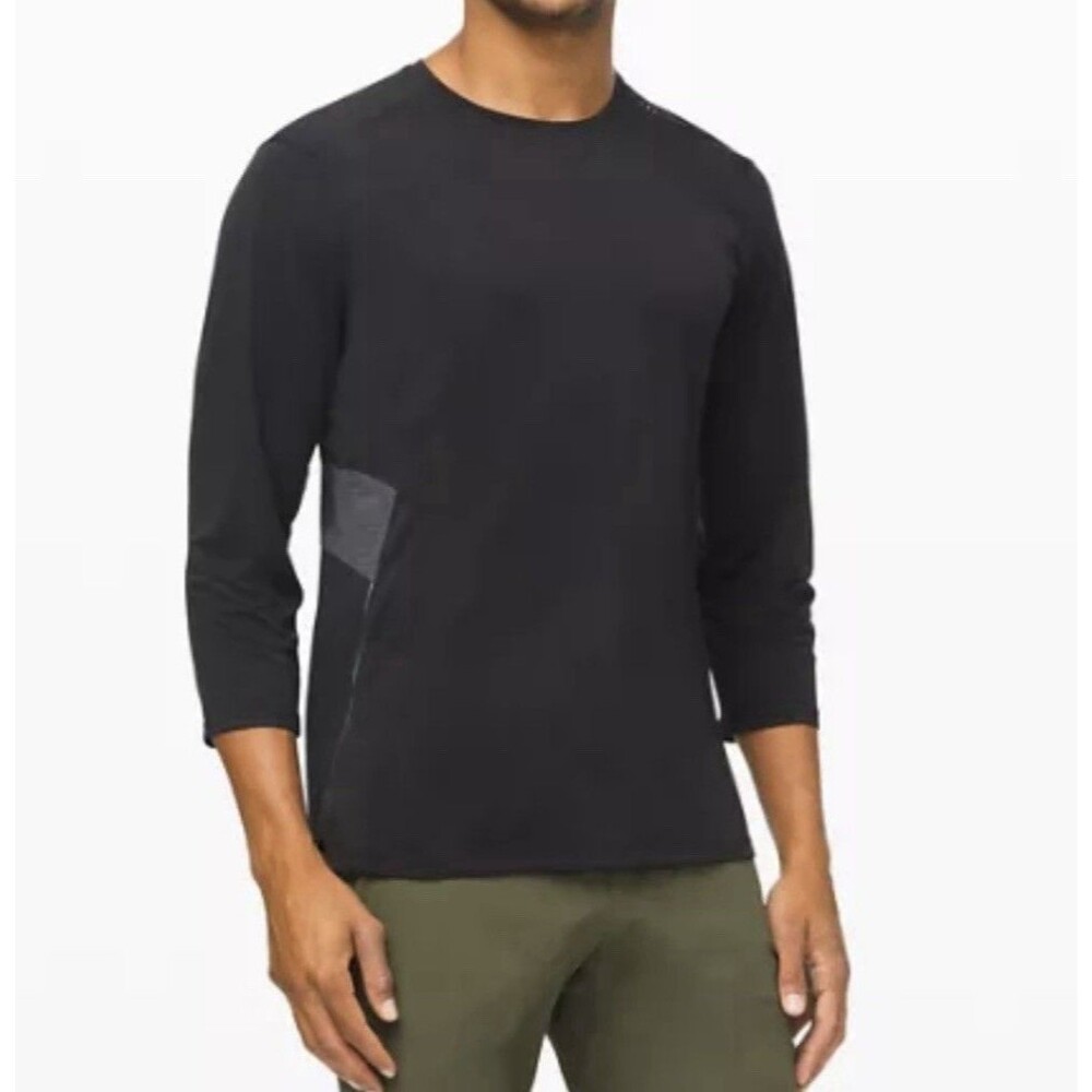 Lululemon Mens L Fast and Free 3/4 Sleeve Athletic Shirt in Black/ Obsidian